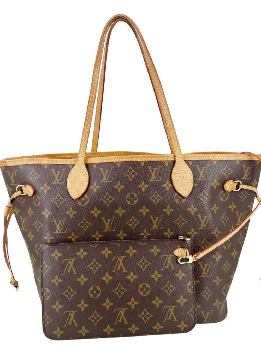 Louis Vuitton Neverfull MM Monogram Canvas Tote Bag Brown